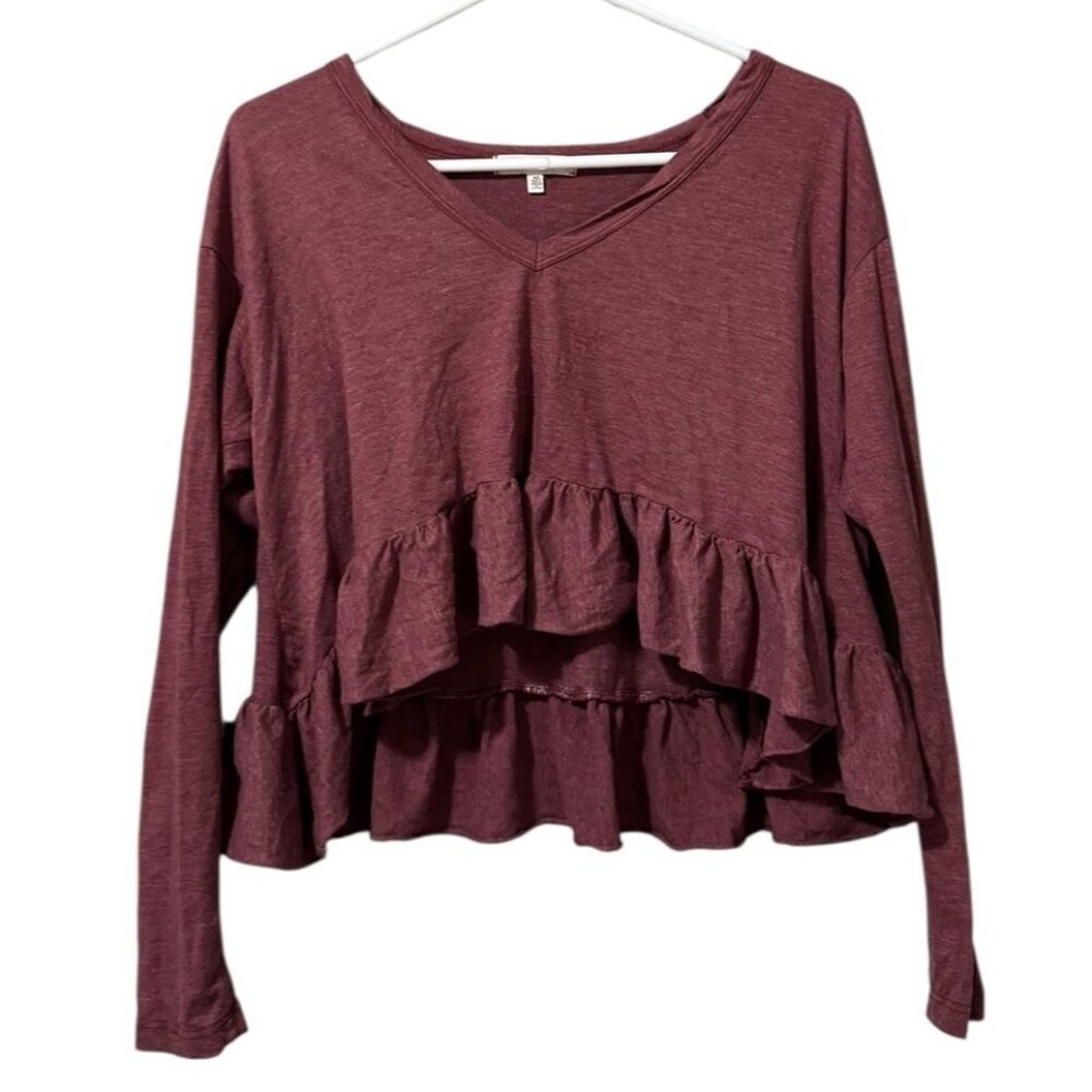 Truly Madly Deeply Anthropologie Women Size XS Crop Top Long Sleeve Boho Peasant